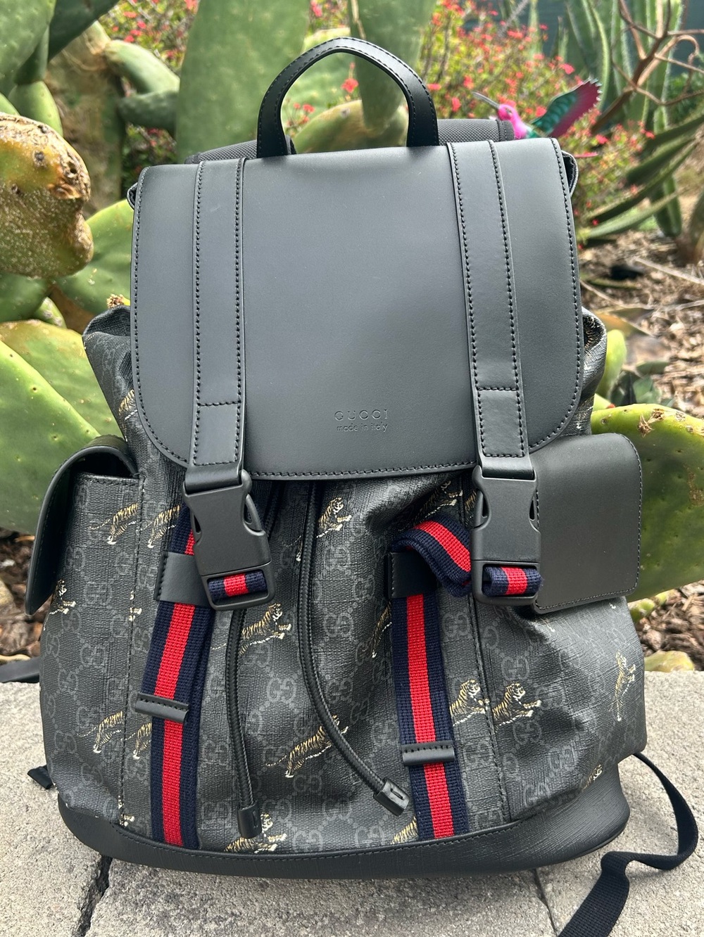 Gucci Black Tiger GG Canvas Backpack